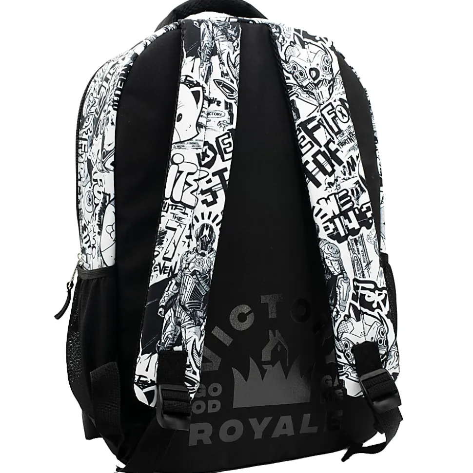 Accessory Innovations Fortnite Backpack With 15.6” Laptop Pocket, Black/White