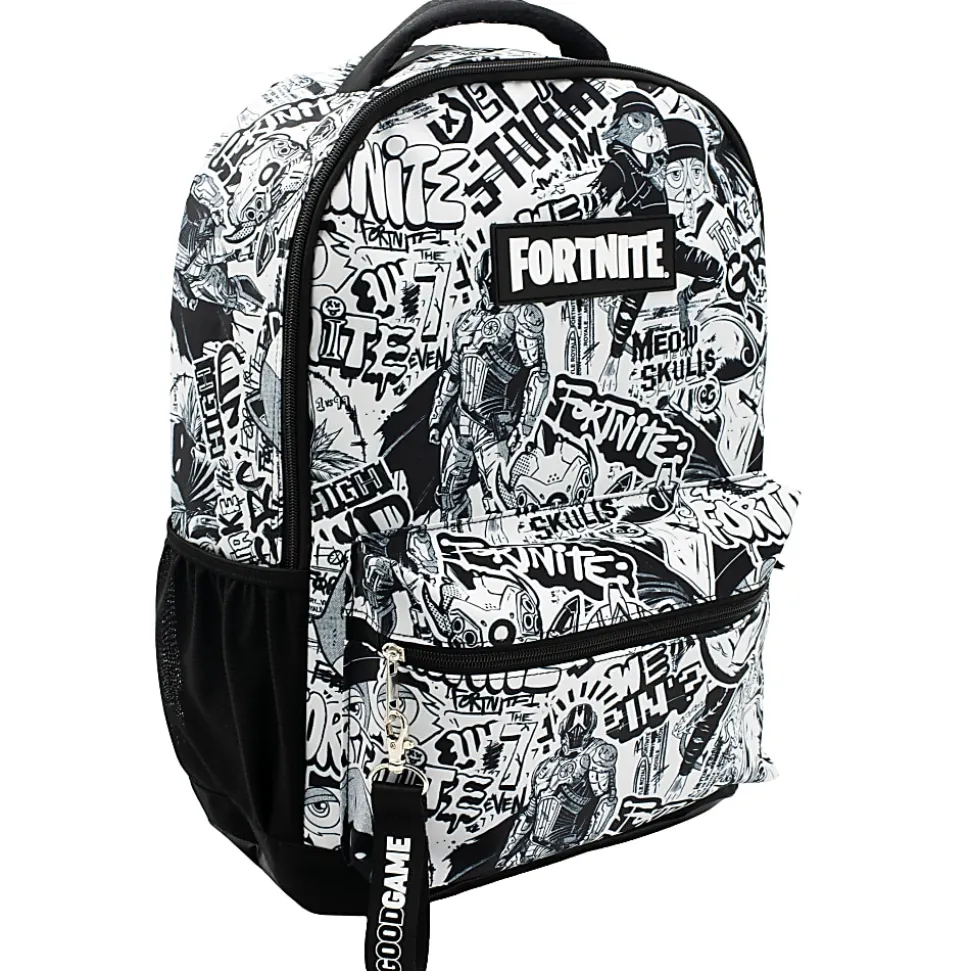 Accessory Innovations Fortnite Backpack With 15.6” Laptop Pocket, Black/White