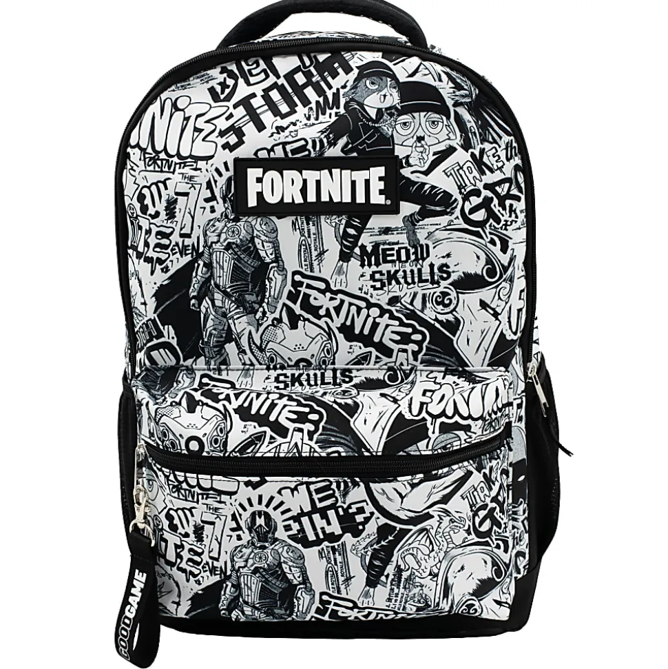 Accessory Innovations Fortnite Backpack With 15.6” Laptop Pocket, Black/White
