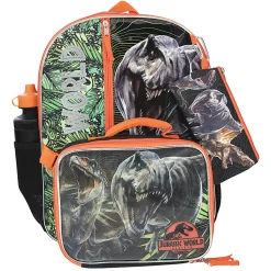 Accessory Innovations Jurassic World 5-Piece Backpack Set, Green/Black