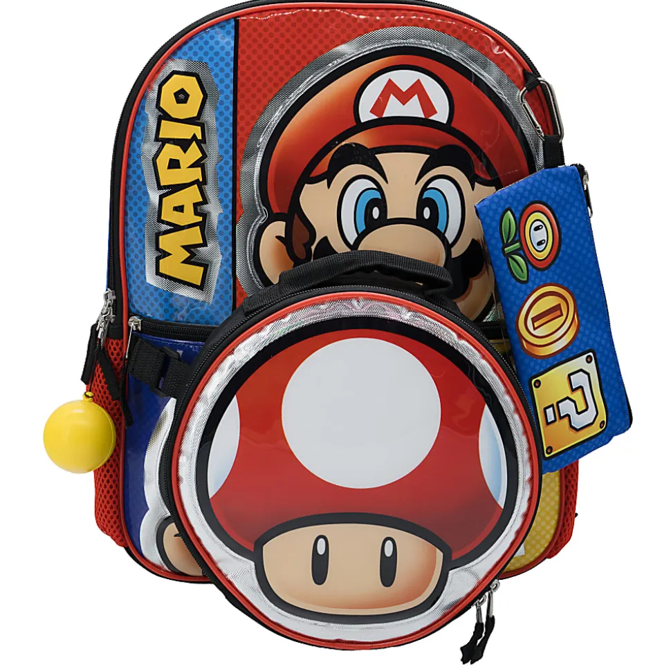 Accessory Innovations 5-Piece Backpack Set, Super Mario Brothers