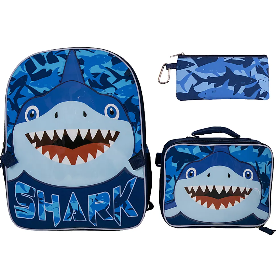 Accessory Innovations Shark Bite 3-Piece Backpack Set, Blue