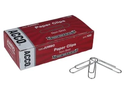 ACCO® Economy Non-Skid Paper Clips, 1000 Total, Jumbo, Silver, 100 Per Box, Pack Of 10 Boxes