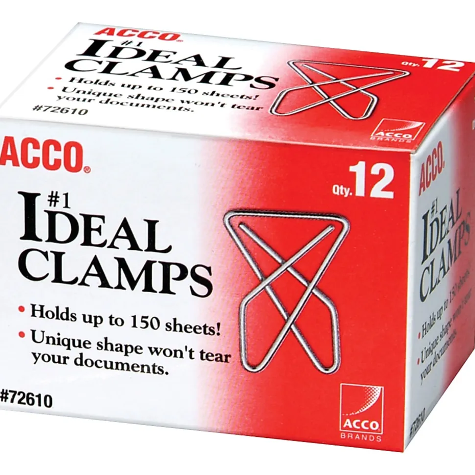 ACCO® Ideal Paper Butterfly Clamp, #1 Size (Large), Box Of 12