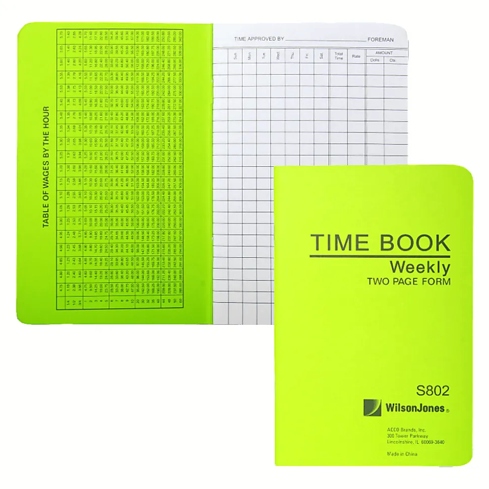 ACCO® / Wilson Jones® Foreman's Pocket-Size Time Book, 2 Pages Per Week, 6.75" x 4.12"