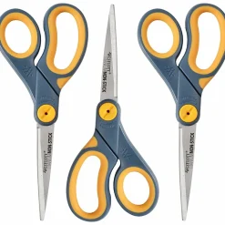 Acme United Titanium Nonstick Scissors, 8", Pointed, Gray/Yellow, Pack Of 3