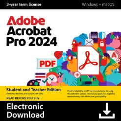 Acrobat Pro 2024 Student & Teacher Edition ,3 YR Subscription, Mac & Windows, Download