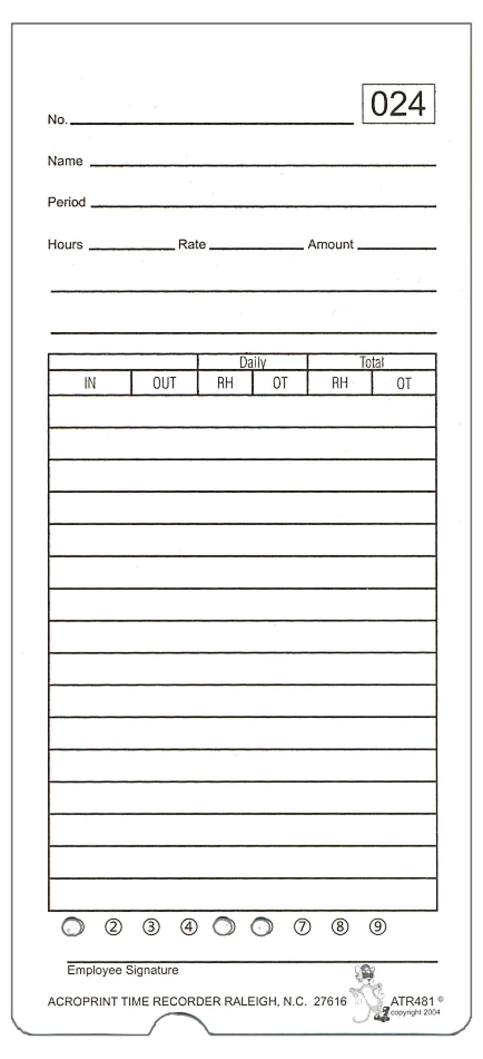 Acroprint ATR480 Weekly/Bi-Weekly/Monthly Time Cards, 2-Sided, 3-3/8" x 7-1/2", Pack Of 50 Time Cards