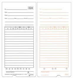 Acroprint ATR480 Weekly/Bi-Weekly/Monthly Time Cards, 2-Sided, 3-3/8" x 7-1/2", Pack Of 50 Time Cards