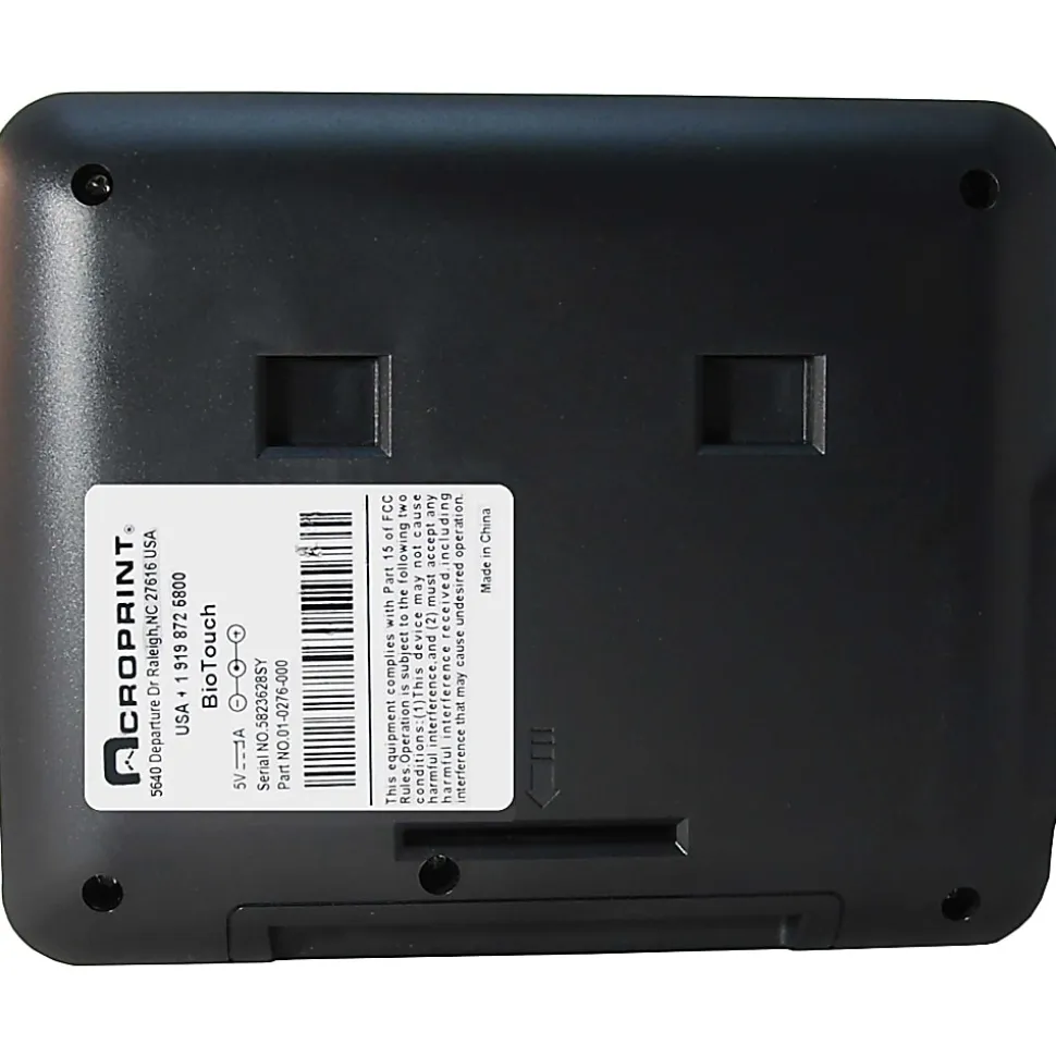 Acroprint BioTouch Time Clock, 500 Employees, 5"H x 6"W x 1-1/2"D, Black