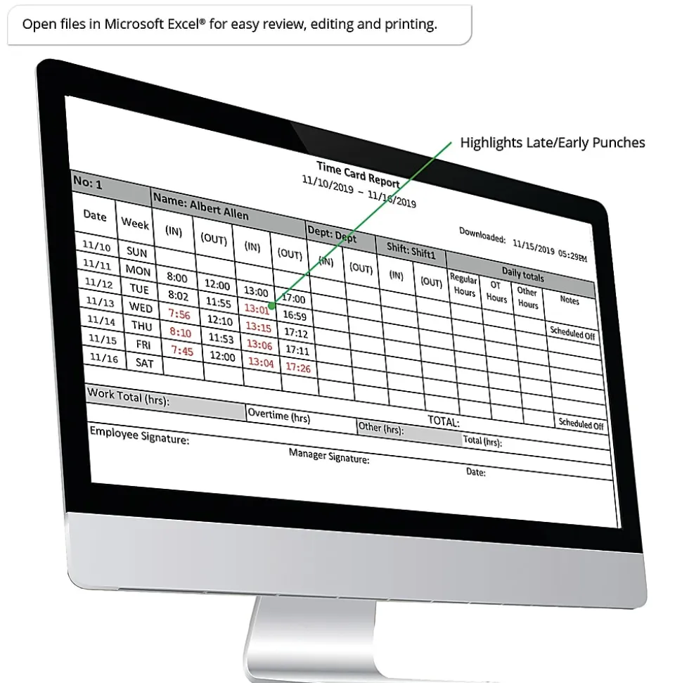 Acroprint BioTouch Time Clock, 500 Employees, 5"H x 6"W x 1-1/2"D, Black
