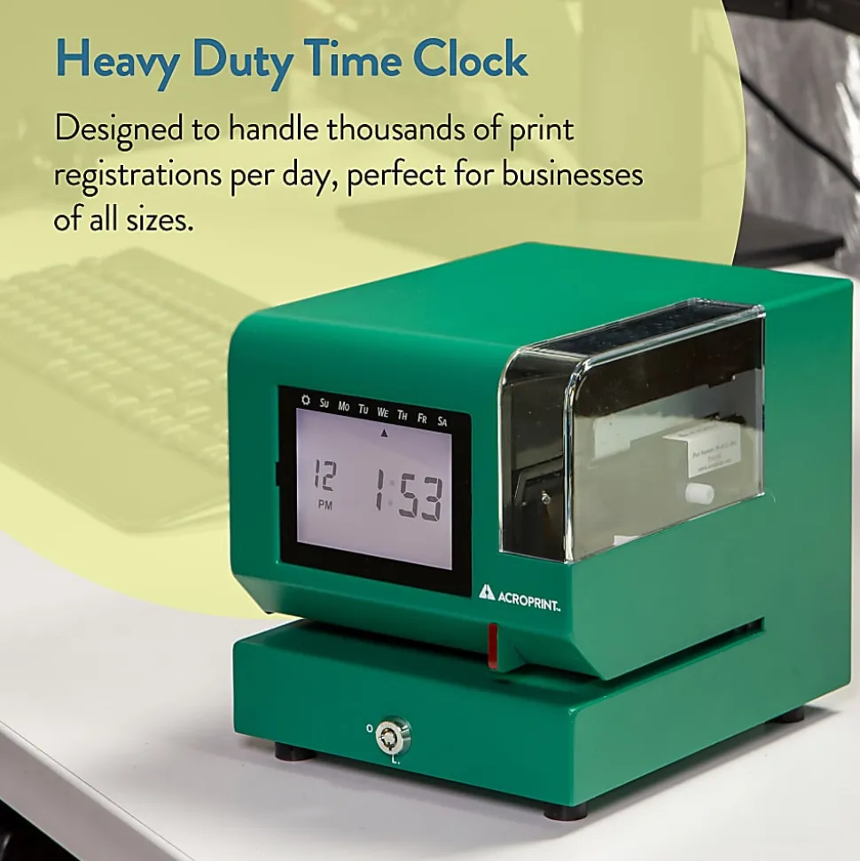 Acroprint M150MC4 Heavy-Duty Digital Time Recorder, 10-1/4”H x 9-1/2”W x 11”D, Green