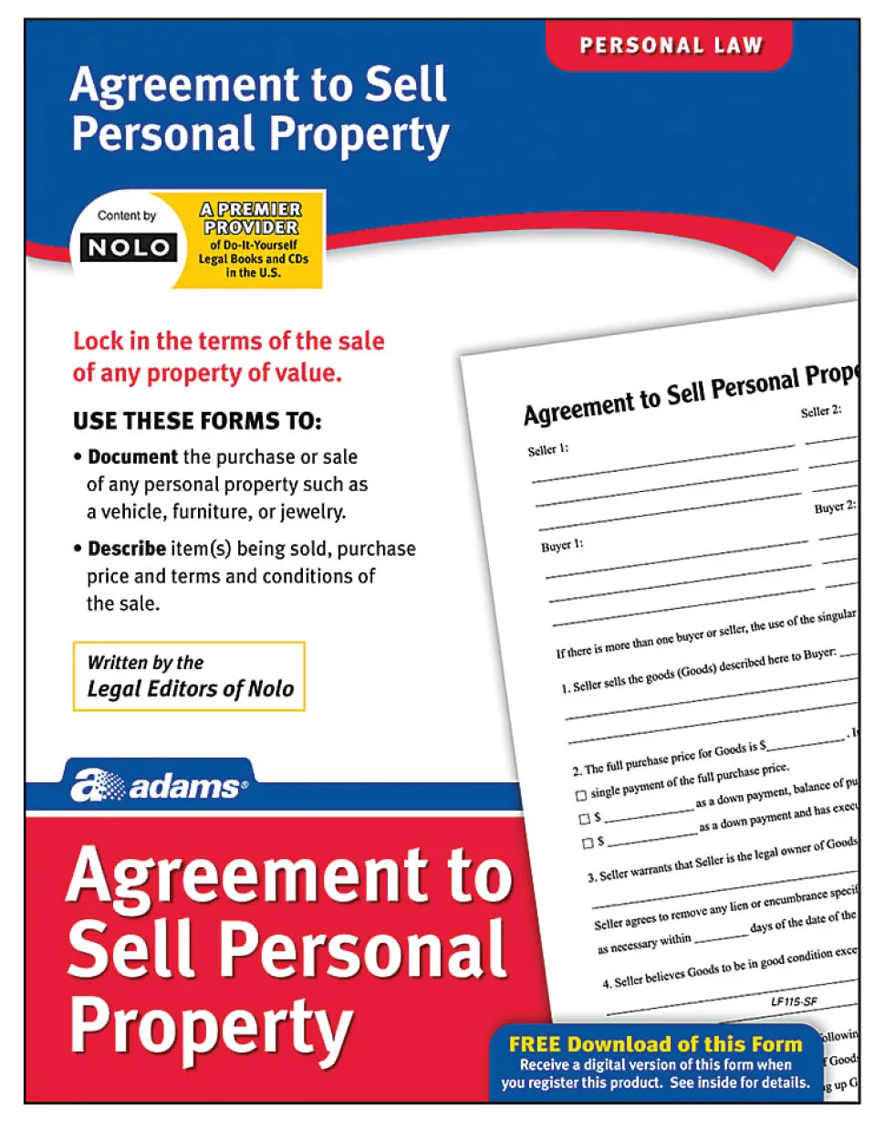 Adams® Agreement To Sell Personal Property