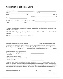 Adams® Agreement To Sell Real Estate