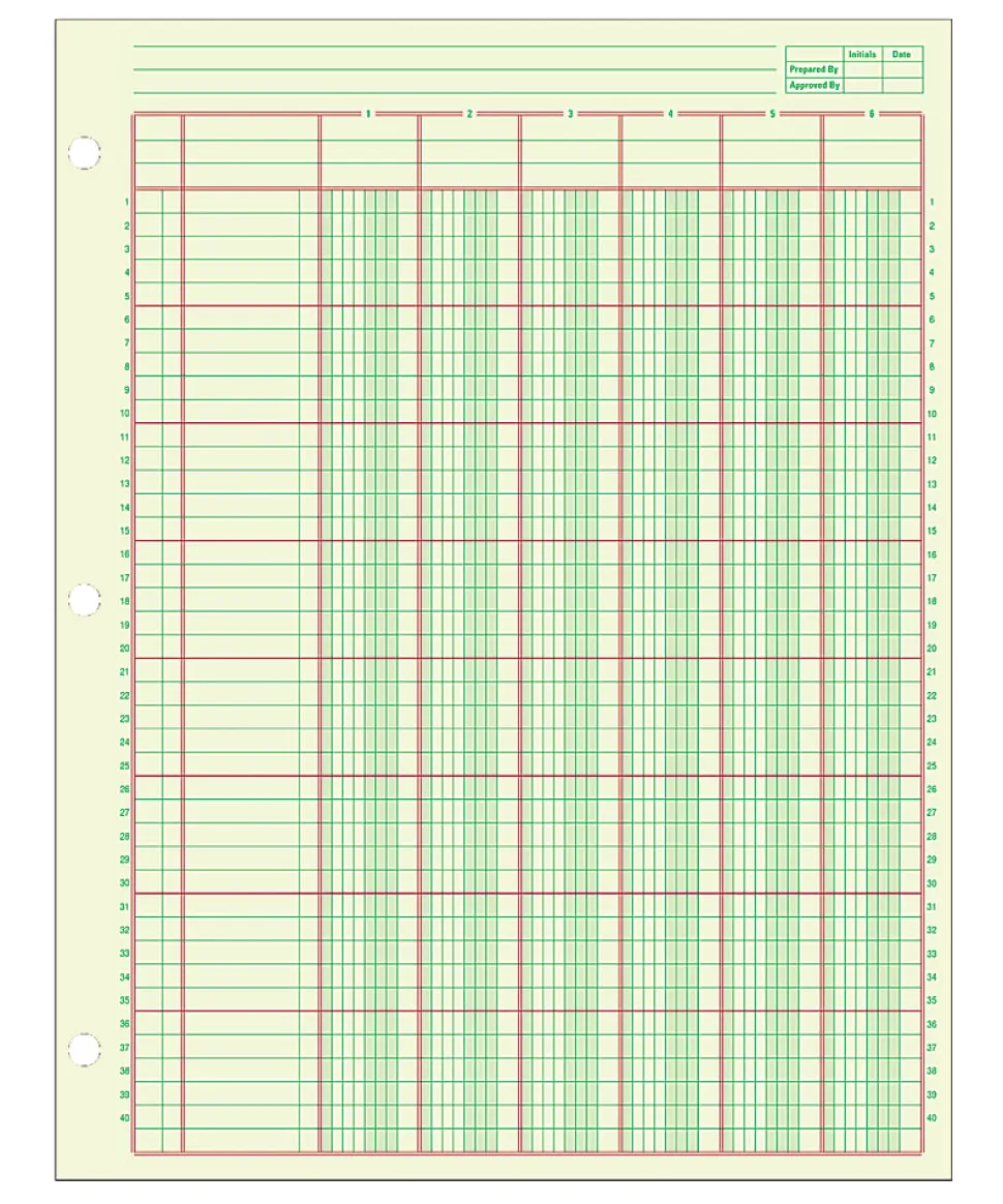 Adams® Analysis Pad, 8 1/2" x 11", 100 Pages (50 Sheets), 6 Columns, Green