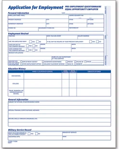 Adams® Application For Employment, 8 1/2" x 11", Pack Of 25