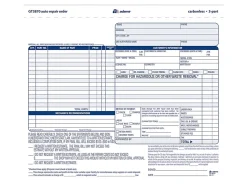 Adams® Auto Repair Order Set, 8 1/2" x 7 7/16", 3-Part, Carbonless, White/Canary/White