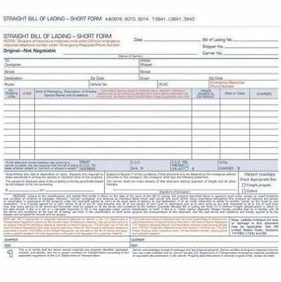 Adams® Bill Of Lading Forms, 8 1/2" x 7 7/16", 3-Part, Pack Of 50 Sets