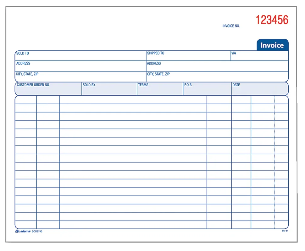 Adams® Carbonless Invoice Books, 2-Part, 8 1/2" x 7 1/4", Pack Of 50