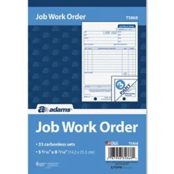 Adams® Carbonless Job Work Order Book, 5 9/16