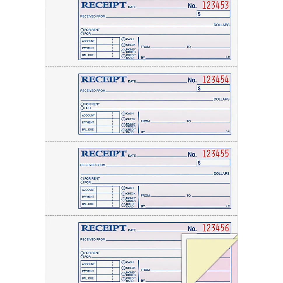 Adams® Carbonless Money/Rent Receipt Book, 3-Part, 7 5/8" x 11", Book Of 100 Sets