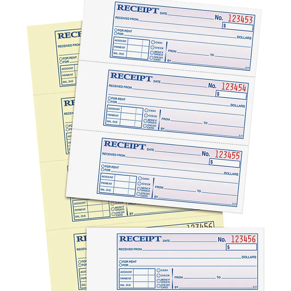 Adams® Carbonless 2-Part Money/Rent Receipt Book, 7 5/8" x 11", Book Of 200 Sets