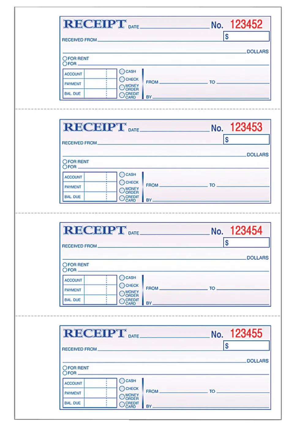 Adams® Carbonless 2-Part Money/Rent Receipt Book, 7 5/8" x 11", Book Of 200 Sets