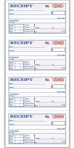 Adams® Carbonless 2-Part Money/Rent Receipt Book, 5 1/4" x 11", Book Of 200 Sets