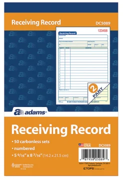 Adams® Carbonless 2-Part Receiving Record Book, 5 9/16