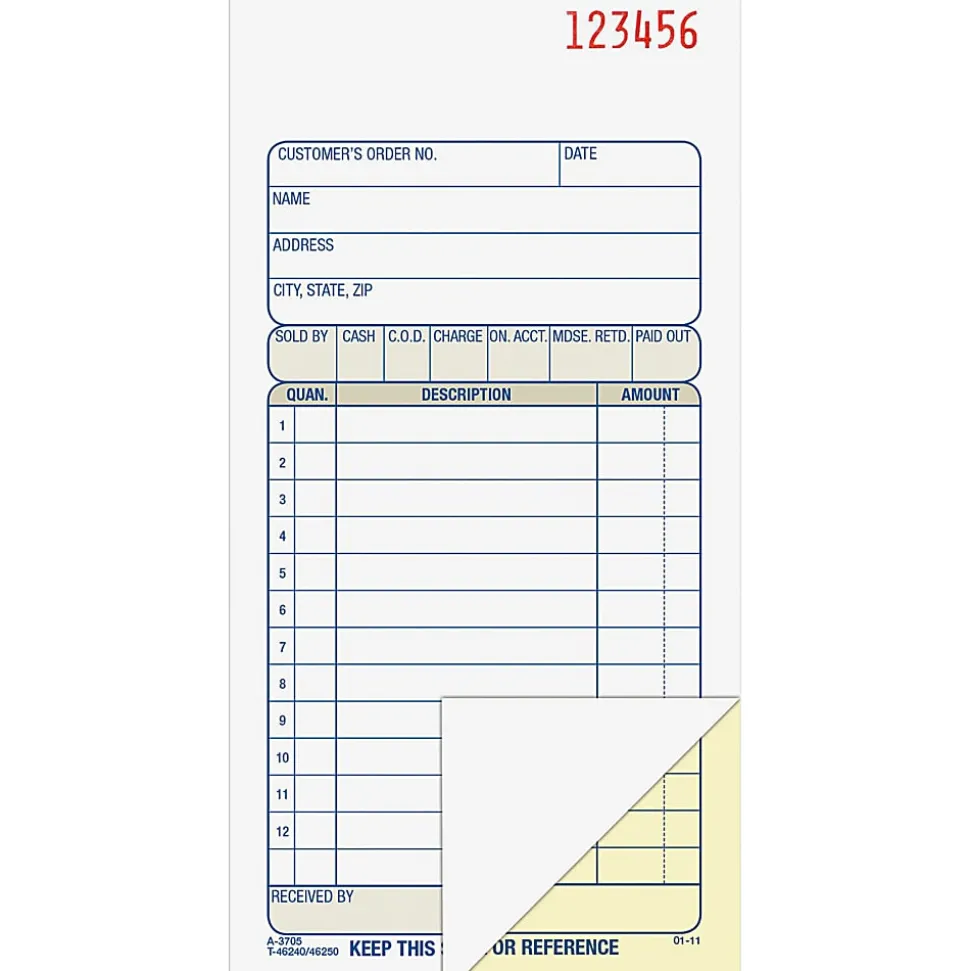 Adams® Carbonless 2-Part Sales Book, 3 11/32" x 7 3/16", Pack Of 50 Sets