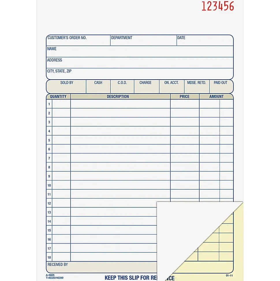 Adams® Carbonless 2-Part Sales Book, 5 9/16" x 8 7/16", Pack Of 50 Sets