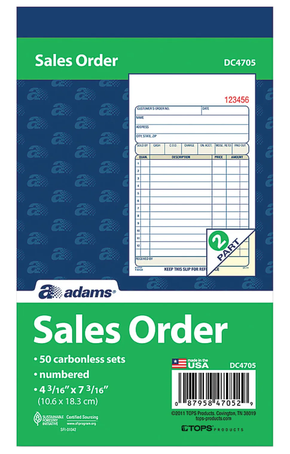 Adams® Carbonless 2-Part Sales Book, 4 3/16" x 7 3/16"