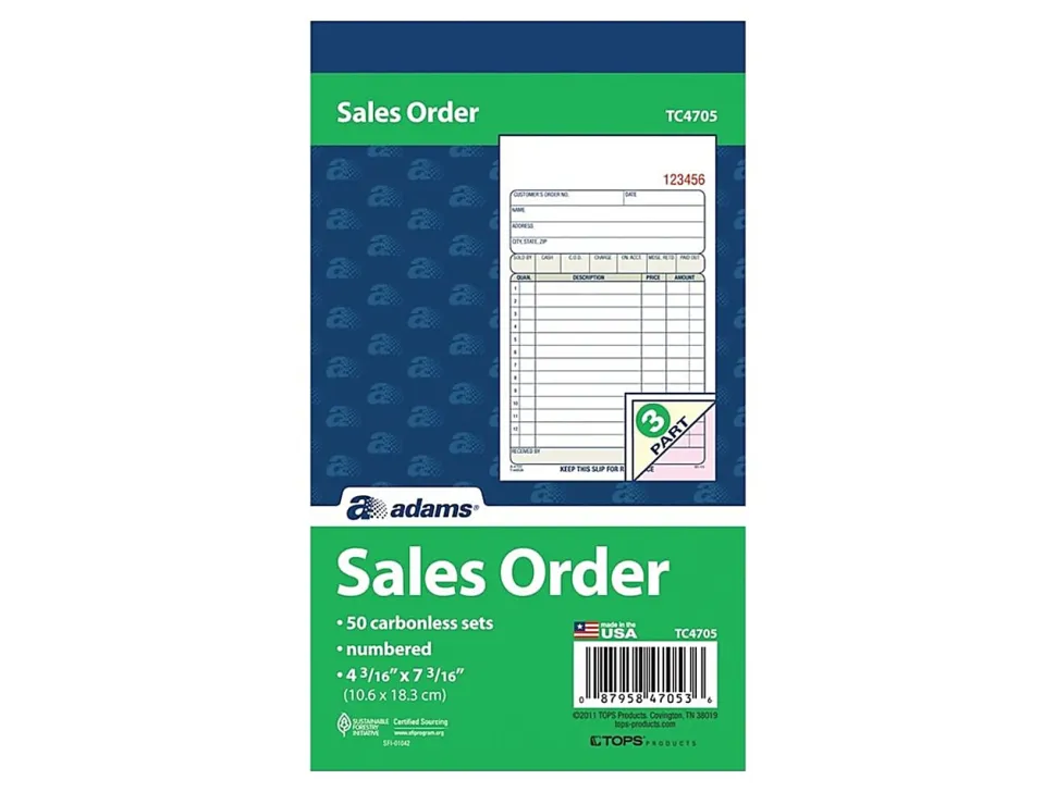 Adams® Carbonless 3-Part Sales Book, 4 3/16" x 7 3/16", Pack Of 50 Sets