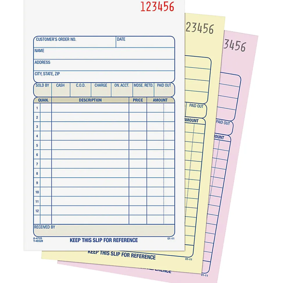 Adams Carbonless 3-part Sales Order Books - 50/Pack - 3 Part - Carbonless Copy - 4.18"x7.18" Sheet Size - White, Canary, Pink - Assorted Sheet(s)