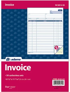 Adams® Carbonless 2-Part Snapset Invoice Forms, 8 1/2" x 11", White/Canary, Pack Of 50