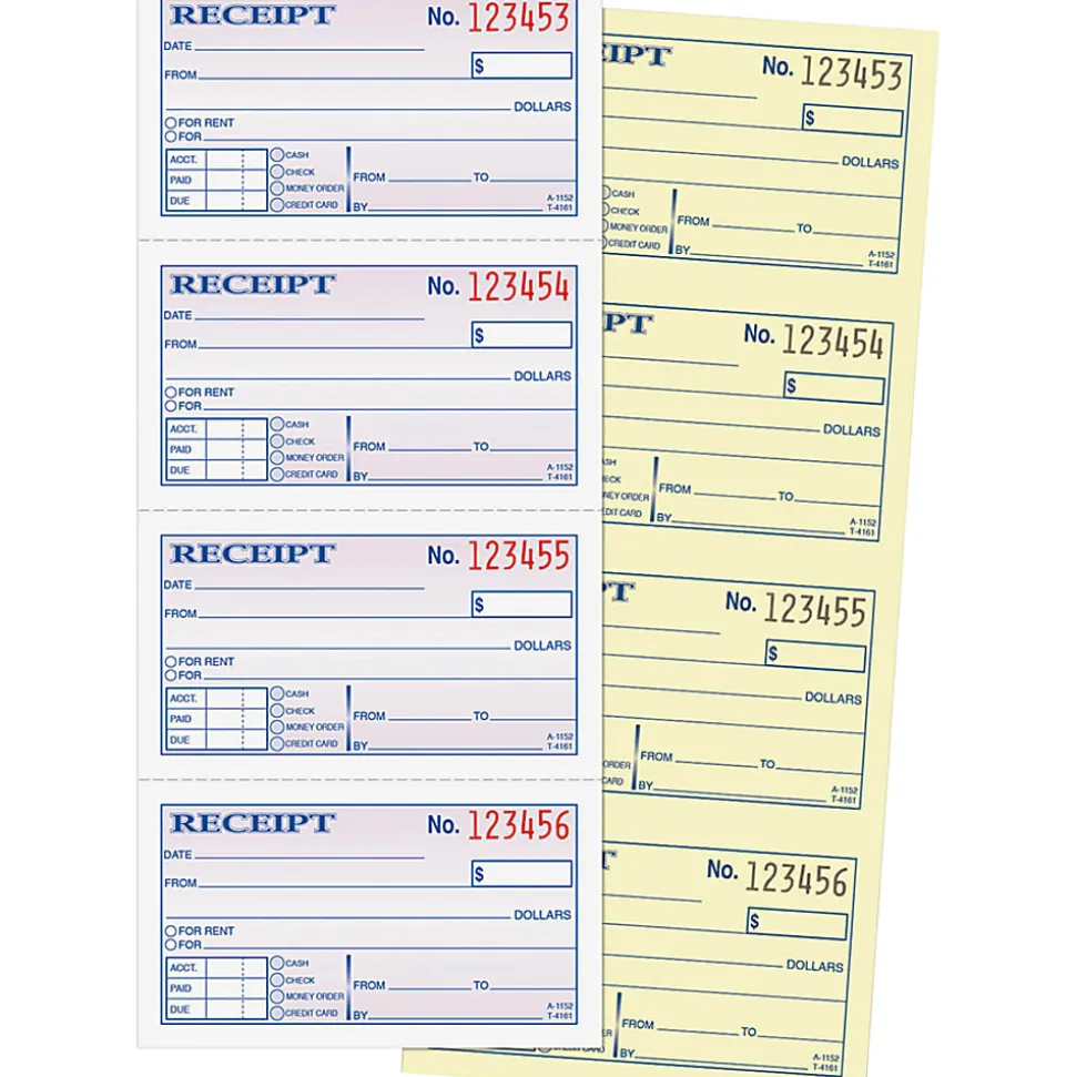Adams® Carbonless 2-Part Spiral Money/Rent Receipt Book, 11" x 5 1/4", Book Of 200 Sets