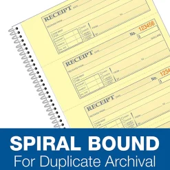 Adams® Carbonless 2-Part Spiral Money/Rent Receipt Book, 7 5/8" x 11", Book Of 200 Sets