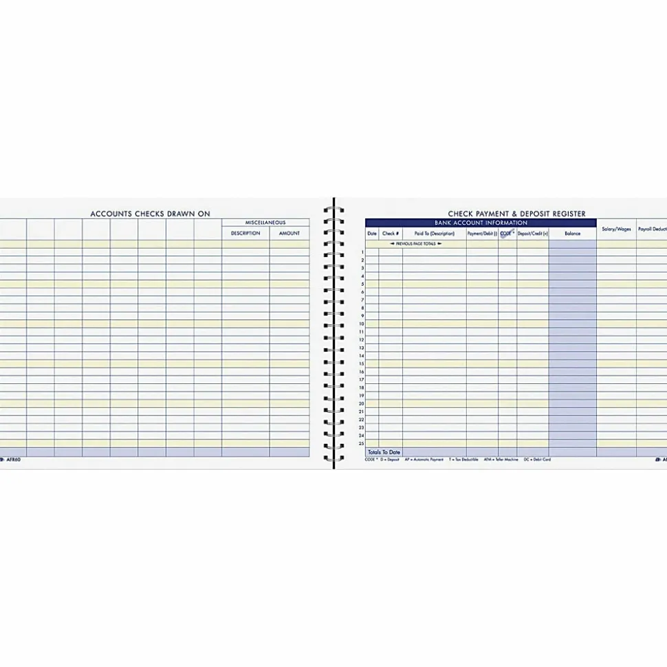 Adams® Check Payment And Deposit Register, 8 1/2" x 11", Blue
