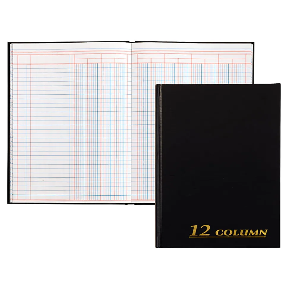 Adams® 12-Column Account Book, 7" x 9 1/4", Black