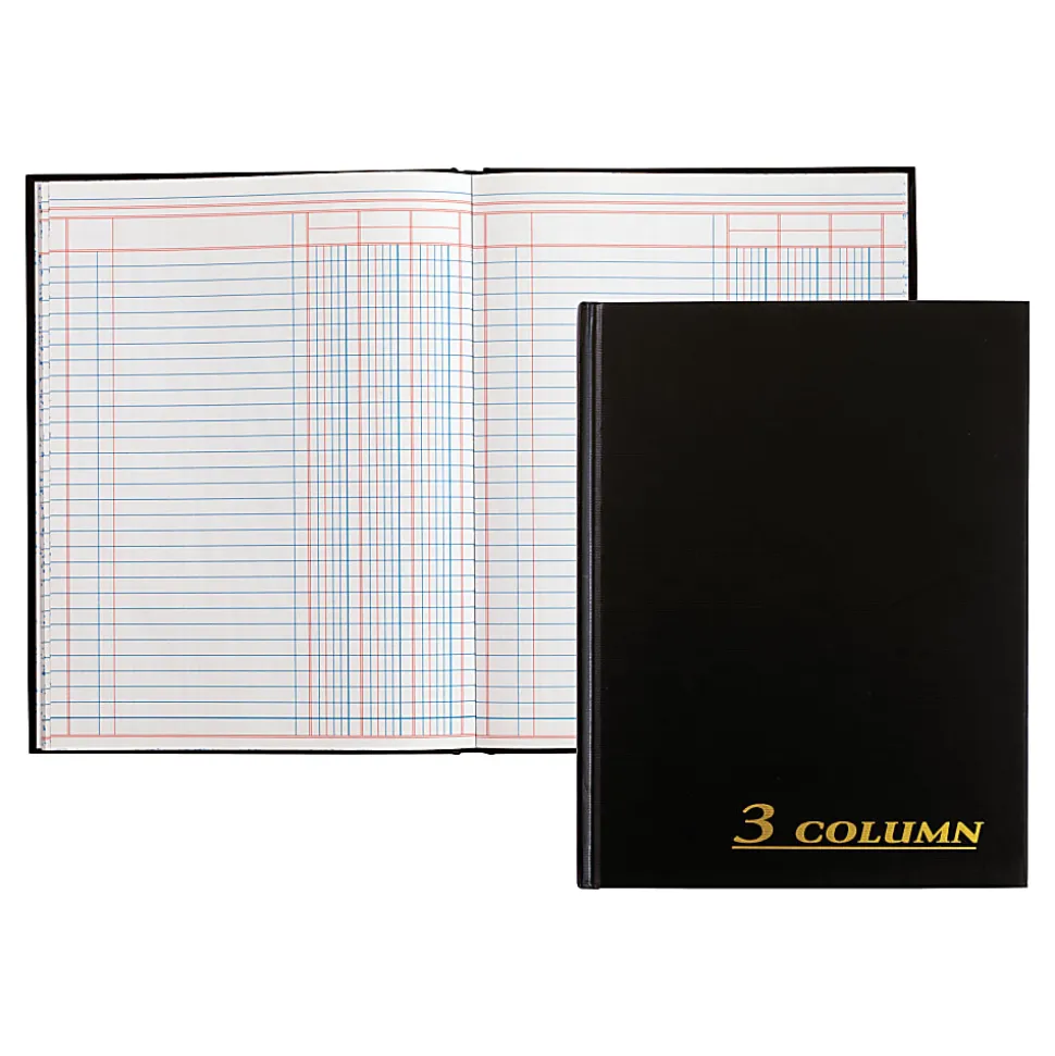 Adams® 3-Column Account Book, 9 1/4" x 7", Black