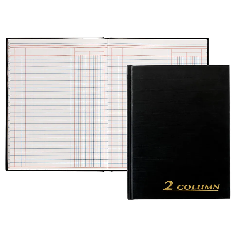Adams® 2-Column Account Book, 9 1/4" x 7", Black