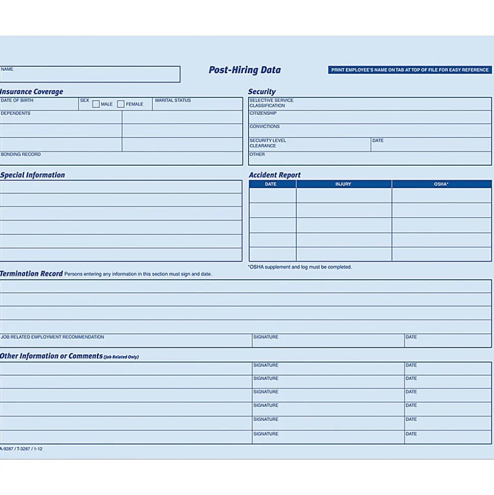Adams® Employee Record Folders, 9 1/2" x 11 3/4", Folded, Pack Of 20