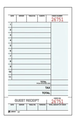 Adams® Guest Check Books, 2-Part, 4 1/4