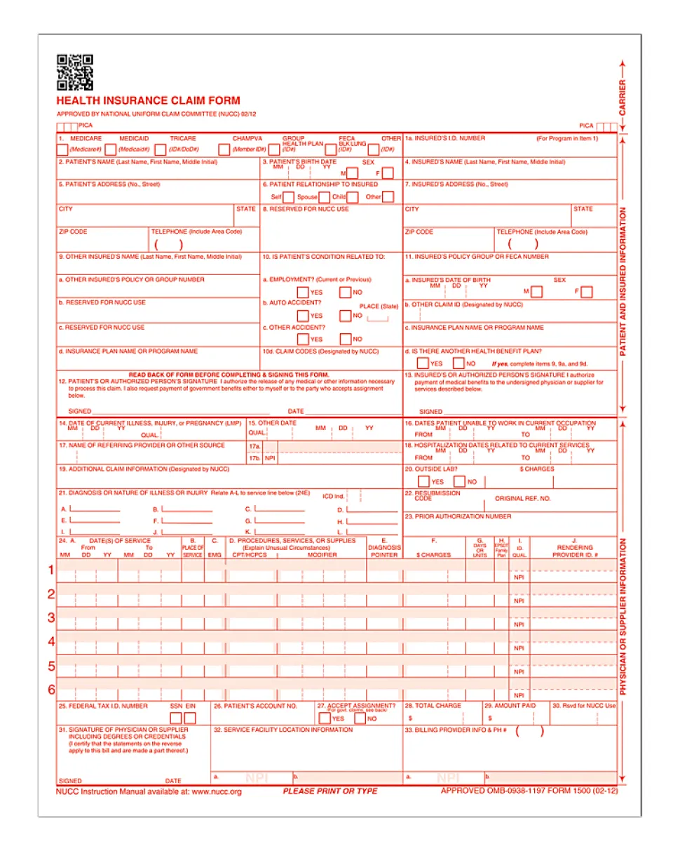 Adams® Health Insurance Claim Forms, 8 1/2" x 11", White, Pack Of 250