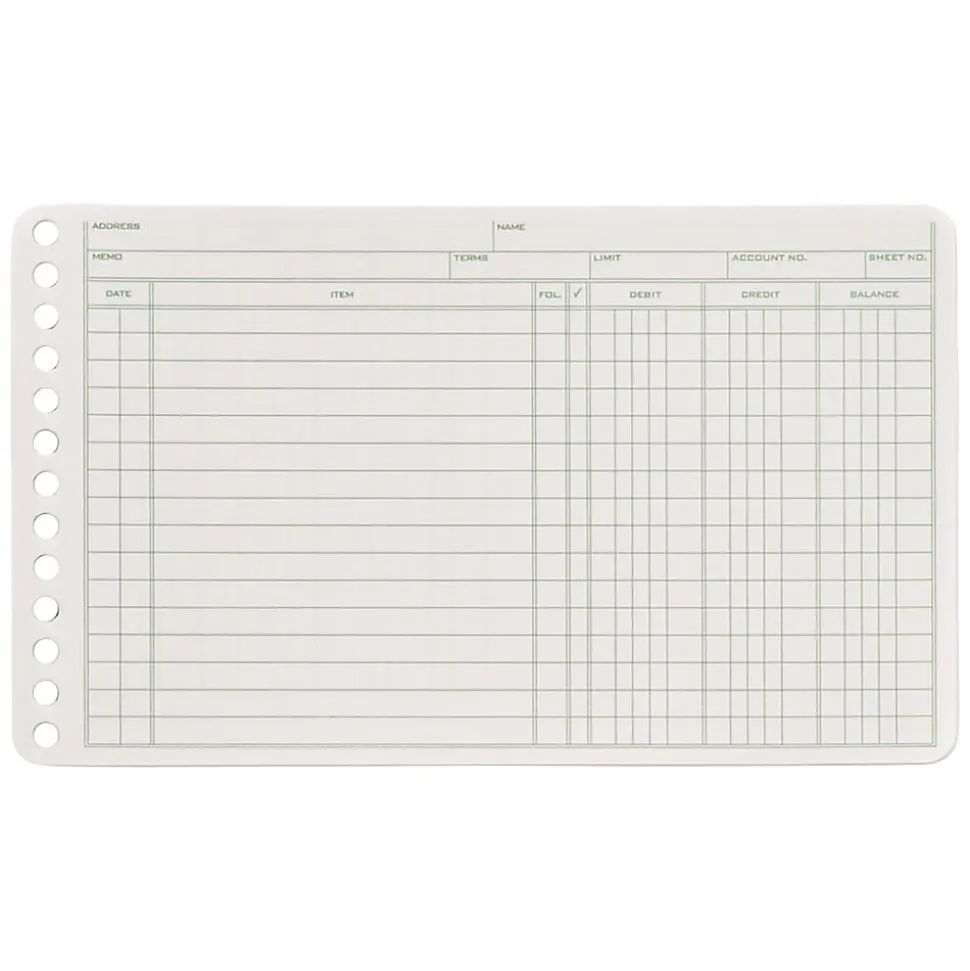 Adams® Ledger Sheets, 5" x 8", Green/White