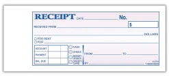 Adams® Money/Rent Receipt Books, 7 3/16" x 2 3/4", 2-Part, Carbon, 50 Set Book