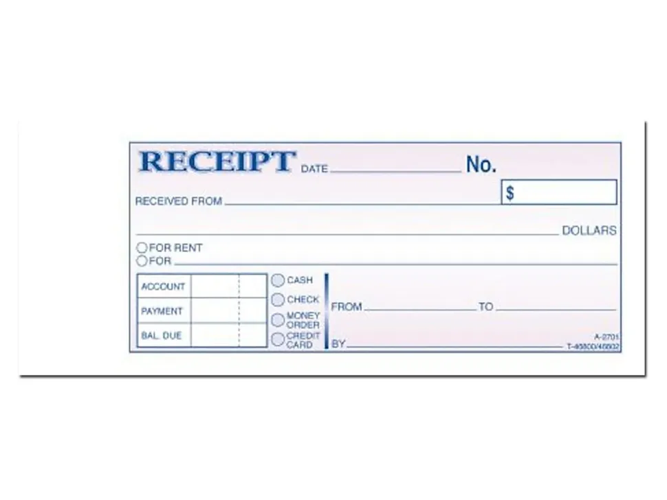 Adams® Money/Rent Receipt Books, 7 3/16" x 2 3/4", 2-Part, Carbon, 50 Set Book