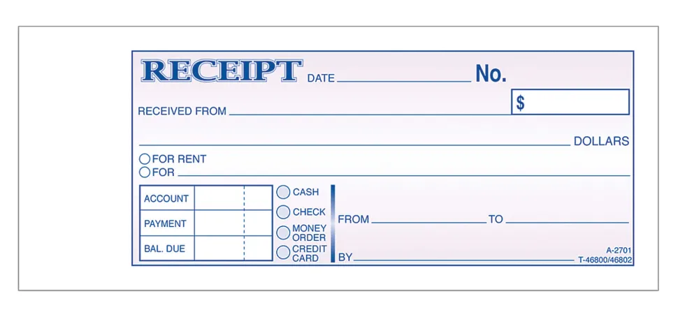 Adams® Money/Rent Receipt Books, 7 3/16" x 2 3/4", 3-Part, Carbonless, 50 Set Book