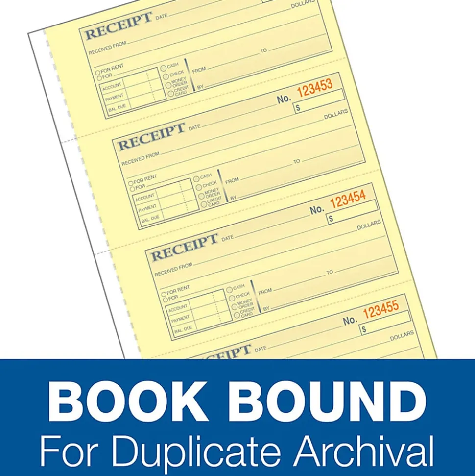 Adams® Money/Rent Receipt Books, 7 3/16" x 2 3/4", 3-Part, Carbonless, 50 Set Book
