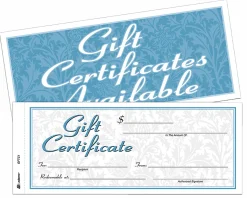 Adams® 2-Part Gift Certificates Kit, 3 2/5" x 8 1/2", White, Pack Of 25 Certificates/Envelopes